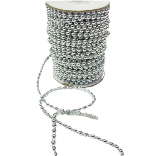 Dikilebilir Sıralı İnci Tekli En 1 Cm Gümüş 5 Metre