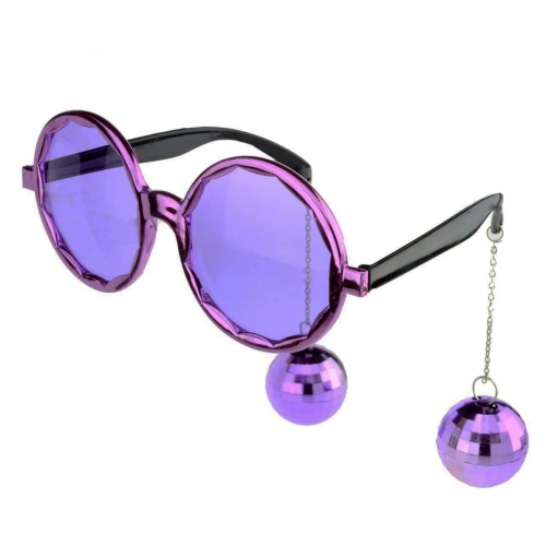 Disco Ball Hoop Party Glasses Purple Color 15x16 cm (5365)