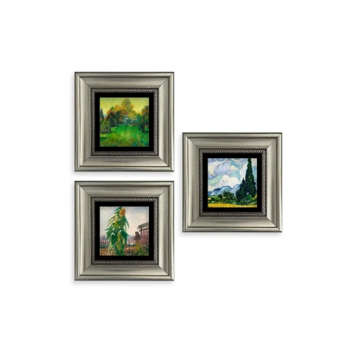 Doğa 3 lü Set Çerçeveli Taş Tablo 20 cm