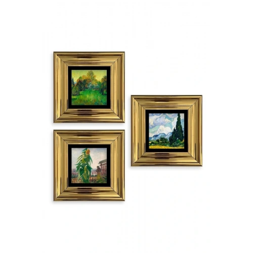 Doğa 3 lü Set Çerçeveli Taş Tablo 20 cm