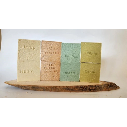 Doğal Üretim Sabunu Karışık (Pirinç-Bal Polen Propolis- Isırgan-Kekik) 8li Set