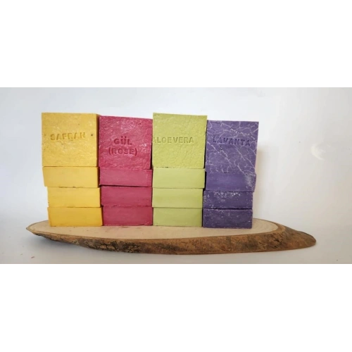 Doğal Üretim Sabunu Karışık (Safran-Gül-Lavanta-Aleovera)16lı Set