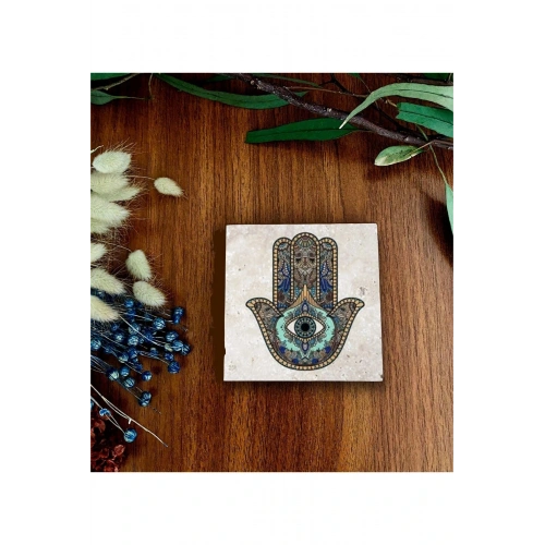 Doğaltaş Baskılı Bardak Altlığı Tekli - Fatımanın Eli