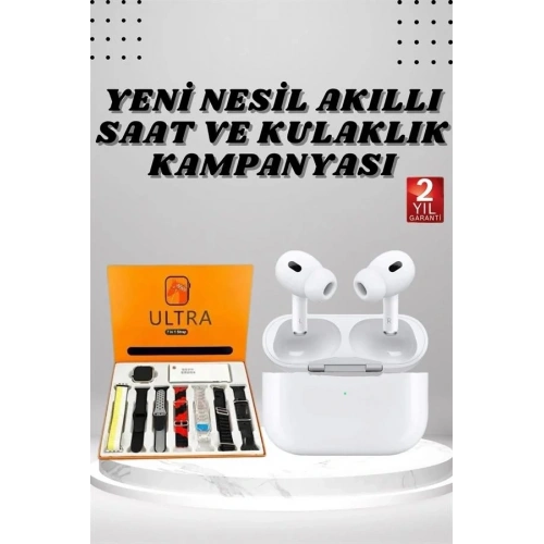 Dokunmatik Akıllı Saat Ve Kulaklık Seti Android İos Uyumlu