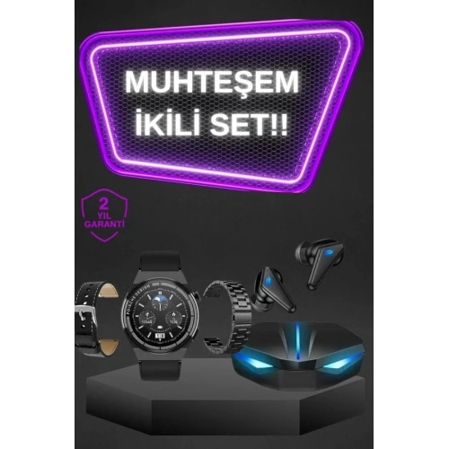 Dokunmatik Ekranlı Akıllı Saat Ve Bluetooth Kulaklık Seti