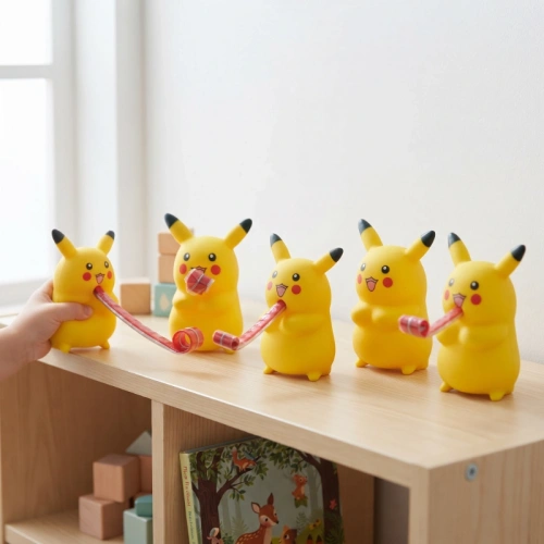 Düdüklü Pikaçu Tasarımlı Squishy - 12li Paket - Sesli Oyuncak
