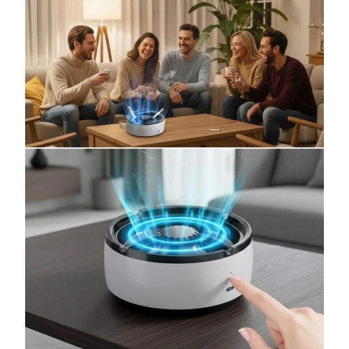 Dumanı İçine Çeken Akıllı Kül Tablası – Kokusuz, Filtreli ve Otomatik Duman Emici Küllük (5365)