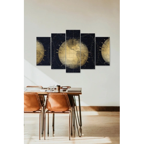 Dünya Manzarası 5 Parçalı Mdf Tablo 60 x 100