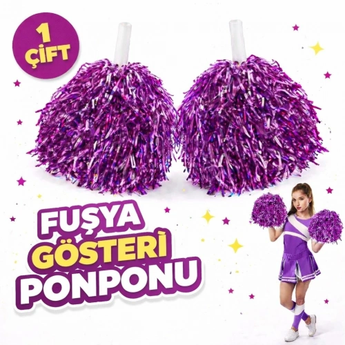 Durukar® 1 Çift ( 2 Adet ) Mor Renk 23 Nisan 19 Mayıs 29 Ekim Okul Gösteri Ponponları Ekstra Dolgun