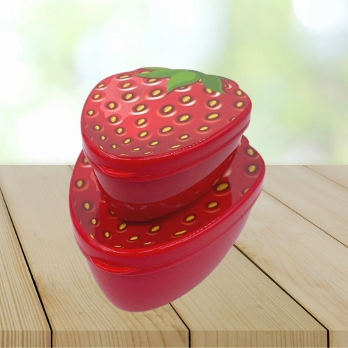Durukar® 2-Piece Nested Strawberry Design Storage and Feeding Container Set (550 ml + 250 ml)