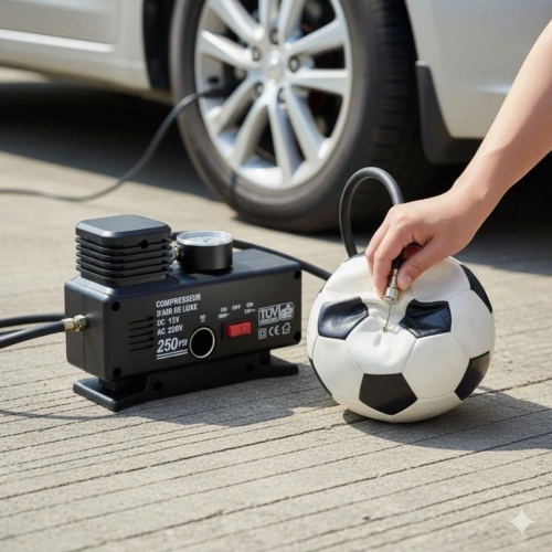 Durukar® 250 PSI Güçlü Taşınabilir Hava Kompresörü–Araba, Motosiklet, Bisiklet ve Top Şişirme İçin Elektrikli Fişli Çakmaklıklı Lastik Şişirme Pompası