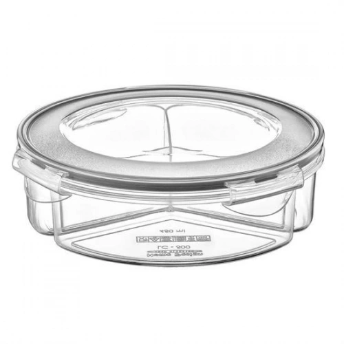 Durukar® 3 Bölmeli Sızdırmaz Contalı Kilitli Kapaklı 1,35 Litre yuvarlak Erzak Saklama Kabı LC-500