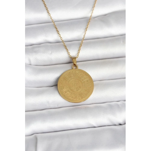 Durukar® 316L Çelik Gold Renk Ayetel Kürsi Yazılı Kolye