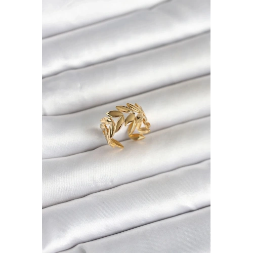 Durukar® 316L Çelik Gold Renk Başak Figür Kadın Yüzük