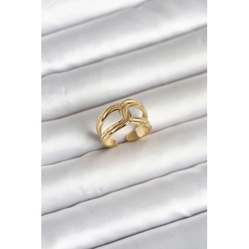 Durukar® 316L Çelik Gold Renk Düğüm Model Kadın Yüzük