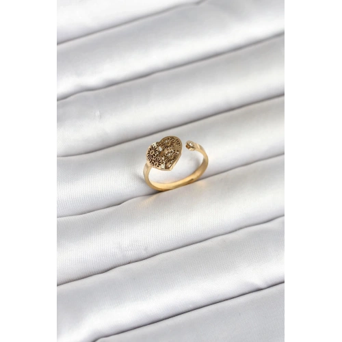 Durukar® 316L Çelik Gold Renk Kalp Model Kadın Yüzük