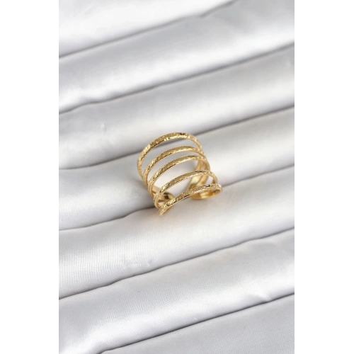 Durukar® 316L Çelik Gold Renk Sıralı Model Kadın Yüzük