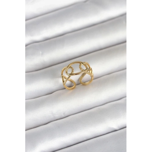 Durukar® 316L Çelik Gold Renk Zincir Model Kadın Yüzük