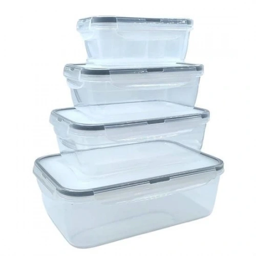 Durukar® 4lü İç İçe Sızdırmaz Contalı Kilitli Kapaklı Plastik Erzak Saklama Kapları LC315