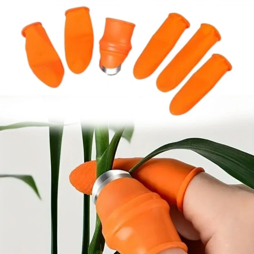 Durukar® 5 Parça Pratik Parmak Koruyucu 1 Parça Baş Parmak Bıçaklı Eldiven Sebze Meyve Soyucu Kesme Ayıklayıcı Silikon Set