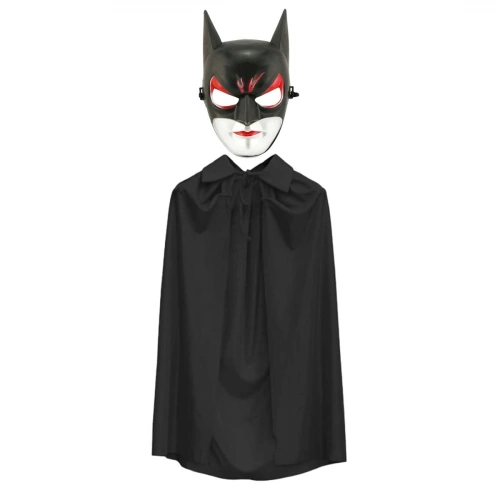 Durukar® Batman Maskesi Cat Woman ve Batman Pelerini 90 cm Siyah Renk Set