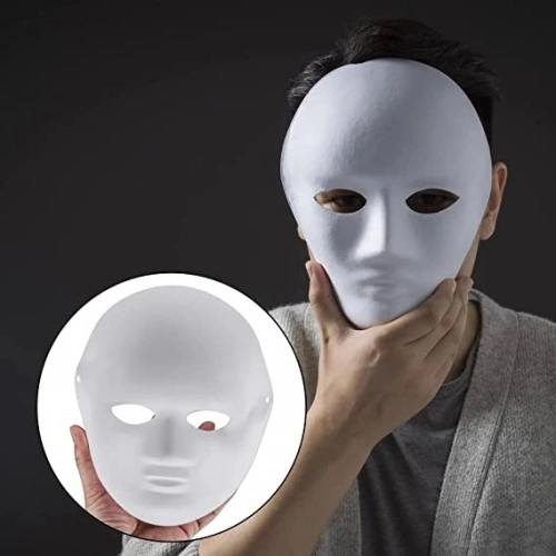 Durukar® Beyaz Renk Boyanabilir Anonim Tam Yüz Cosplay Maske 24x18 cm