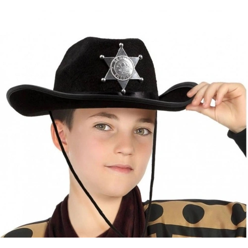 Durukar® Çocuk Kovboy Şapkası Sheriff Şapkası Siyah Renk