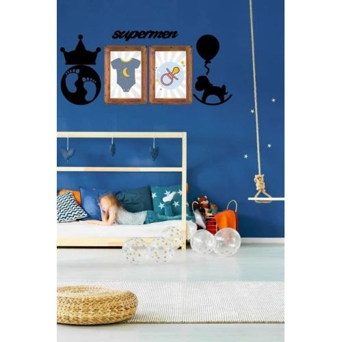 Durukar® DECO103 Supermen Dekoratif Duvar Süsü Tablo Aksesuar Ahşap Tasarım Hediye Pano Sticker Seti