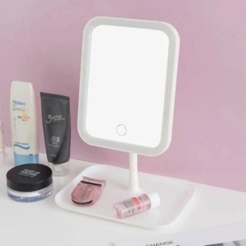 Durukar® Touch LED Lighted Square Makeup Mirror – With Six Organizer Trays, Adjustable Lighting Desktop Makeup and Skincare Mirror