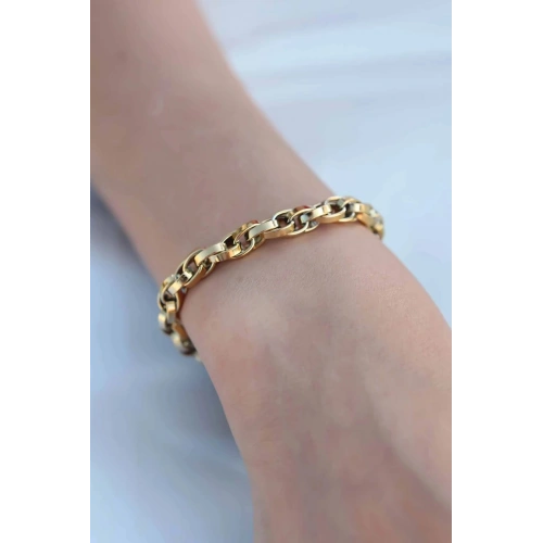 Durukar® Gold Renk 316L Çelik Zincir Kadın Bileklik
