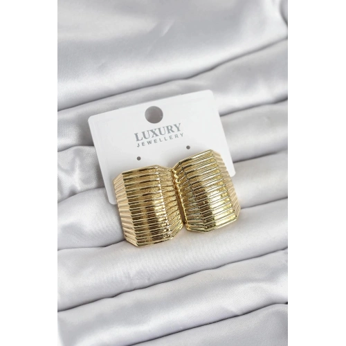 Durukar® Gold Renk Pirinç Vintage Esintili Statement Küpe