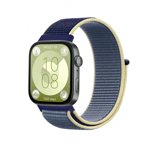 Durukar®  Huawei Fit 4 Hasırlı Cırtcırtlı Kordon - Sarı-Lacivert
