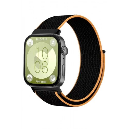 Durukar®  Huawei Fit 4 Hasırlı Cırtcırtlı Kordon - Siyah-Turuncu