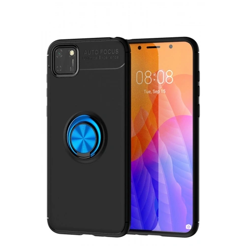 Durukar®  Huawei Y5P Kılıf Range Yüzüklü Silikon - Siyah-Mavi