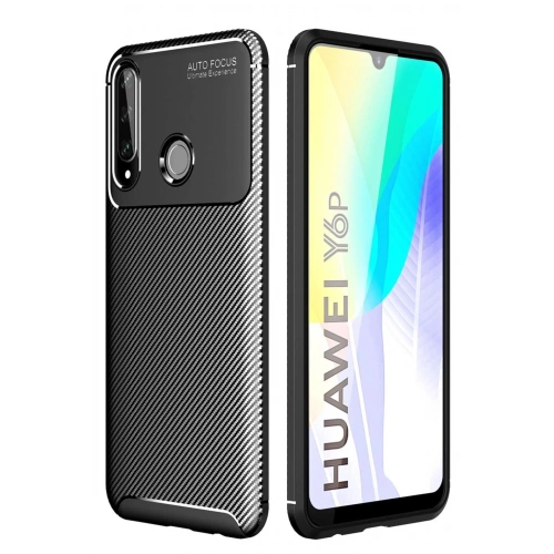 Durukar®  Huawei Y6P Kılıf Auto Focus Karbon Kapak - Siyah