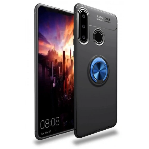 Durukar®  Huawei Y6P Kılıf Range Yüzüklü Silikon - Siyah-Mavi