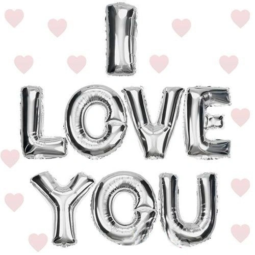 Durukar® I Love You Folyo Balon Gümüş Renk 35 CM
