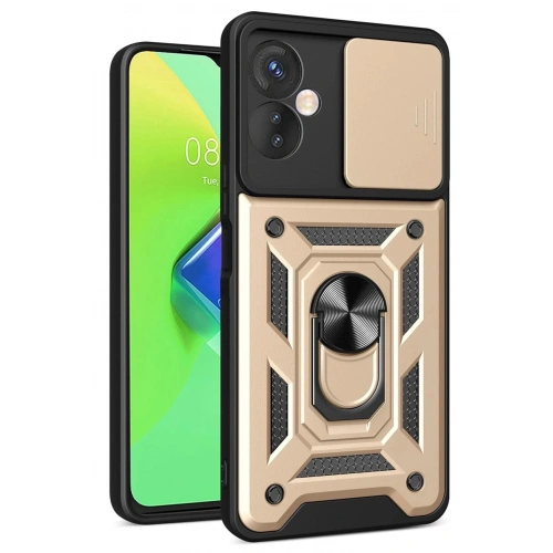 Durukar®  İnfinix Hot 30 4G Kılıf Pars Lens Yüzüklü Silikon - Gold