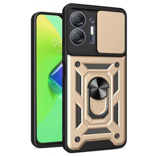 Durukar®  İnfinix Hot 30 5G Kılıf Pars Lens Yüzüklü Silikon - Gold