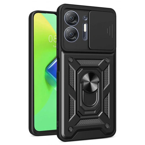 Durukar®  İnfinix Hot 30 5G Kılıf Pars Lens Yüzüklü Silikon - Siyah