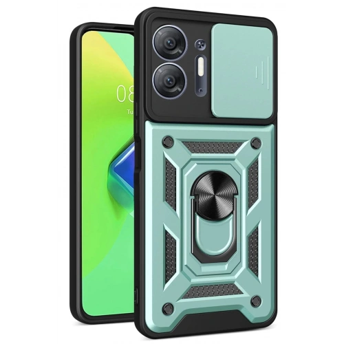 Durukar®  İnfinix Hot 30 5G Kılıf Pars Lens Yüzüklü Silikon - Yeşil