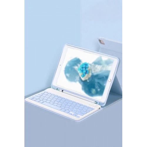 Durukar®  iPad Pro 11 (2022) Kılıf KC01 Smart Klavyeli Tablet Kılıfı - Mavi