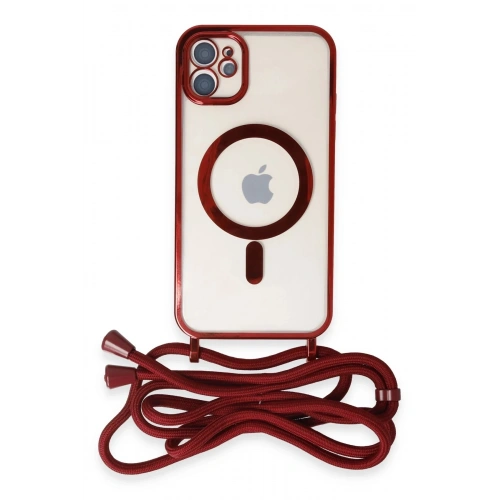 Durukar®  iPhone 11 Kılıf Divo Lazer Askılı Magsafe Kapak - Kırmızı