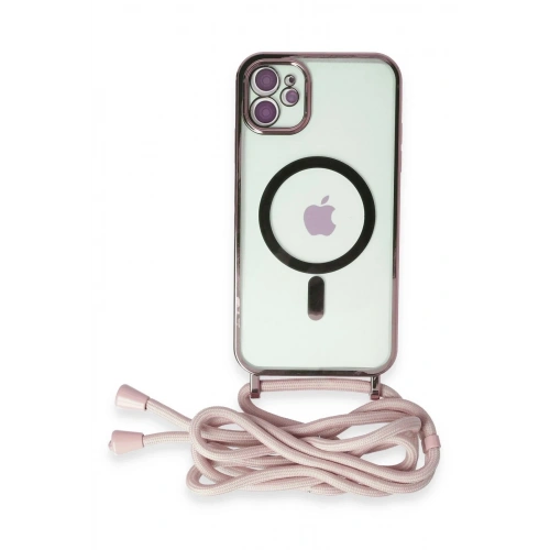 Durukar®  iPhone 11 Kılıf Divo Lazer Askılı Magsafe Kapak - Pembe
