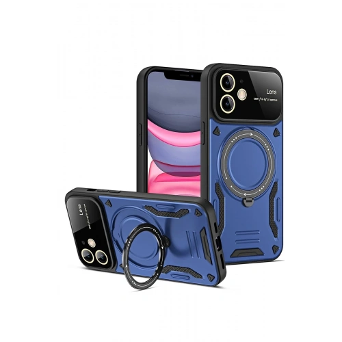 Durukar®  iPhone 11 Kılıf Joy Lens Standlı Kapak - Lacivert