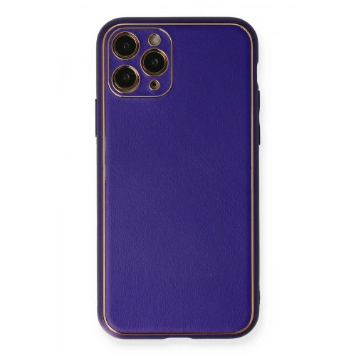 Durukar®  iPhone 11 Pro Kılıf Coco Deri Silikon Kapak - Mor