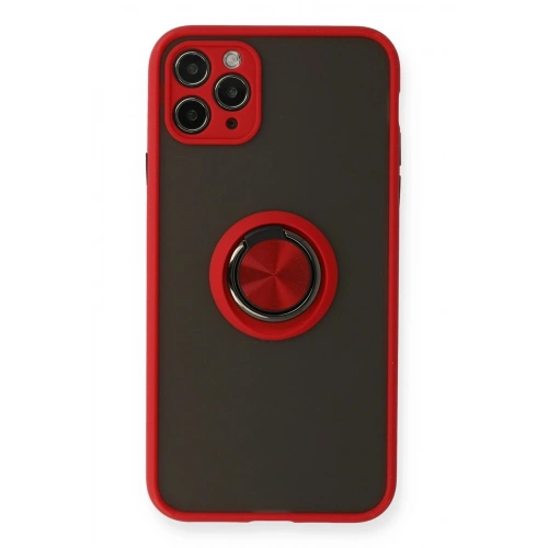 Durukar®  iPhone 11 Pro Kılıf Montreal Yüzüklü Silikon Kapak - Kırmızı
