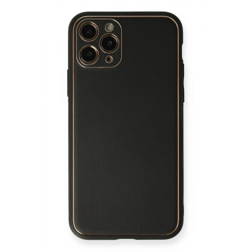 Durukar®  iPhone 11 Pro Max Kılıf Coco Deri Silikon Kapak - Siyah