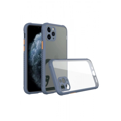 Durukar®  iPhone 11 Pro Max Kılıf Miami Şeffaf Silikon - Gri