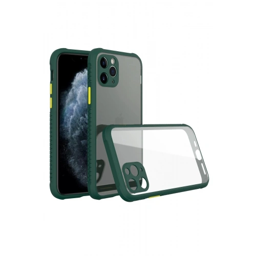 Durukar®  iPhone 11 Pro Max Kılıf Miami Şeffaf Silikon - Koyu Yeşil